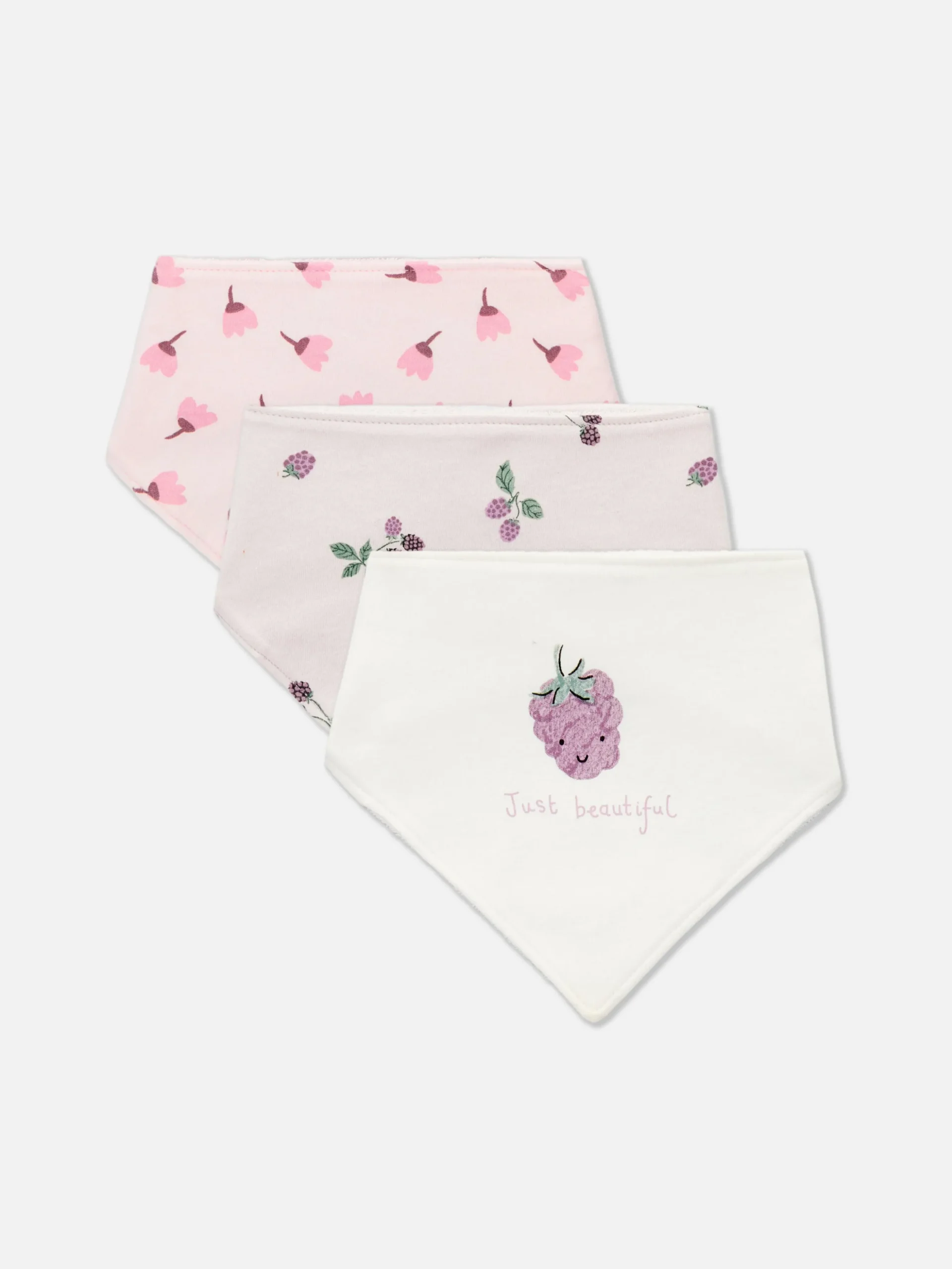 Lot De 3 Bavoirs Façon Bandana à Motif Fruits Rouges