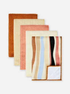 Lot De 5 Chiffons De Ménage Côtelés