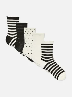 Lot De 5 Paires De Chaussettes Monochromatiques Rayées