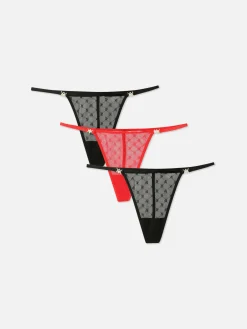 Lot De 3 Strings à Motif Monogramme