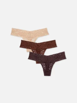 Lot De 3 Strings Bandeau En Dentelle Florale