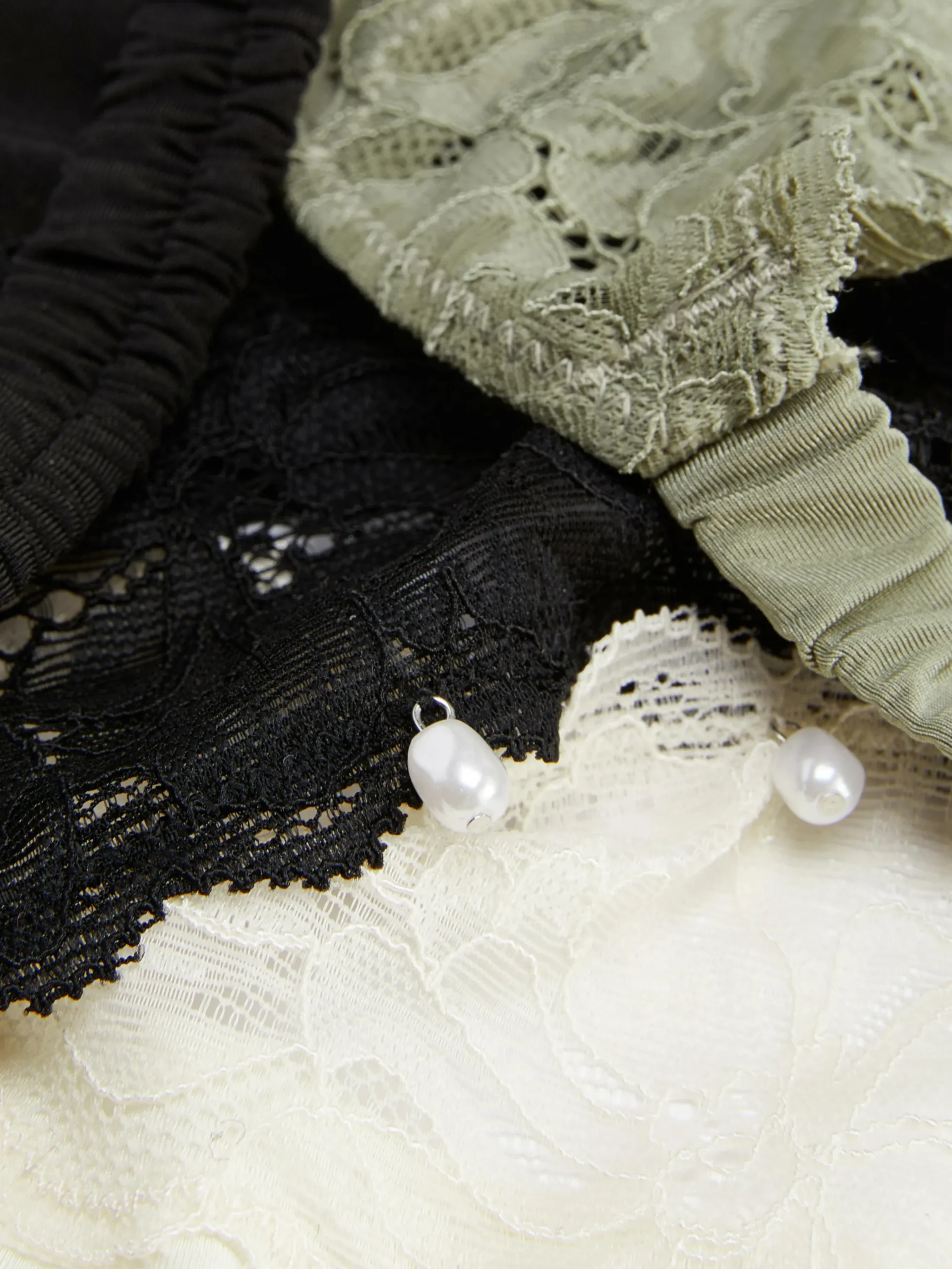 Lot De 3 Strings Froncés à Finitions En Dentelle