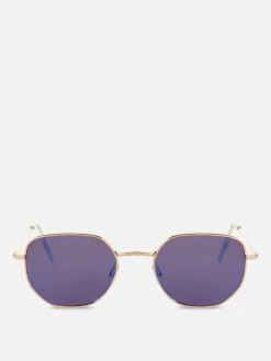 Lunettes De Soleil à Monture Hexagonale En Métal