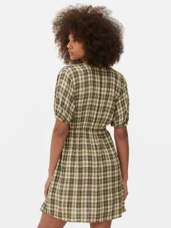 Mini Robe à Carreaux Et Col En V