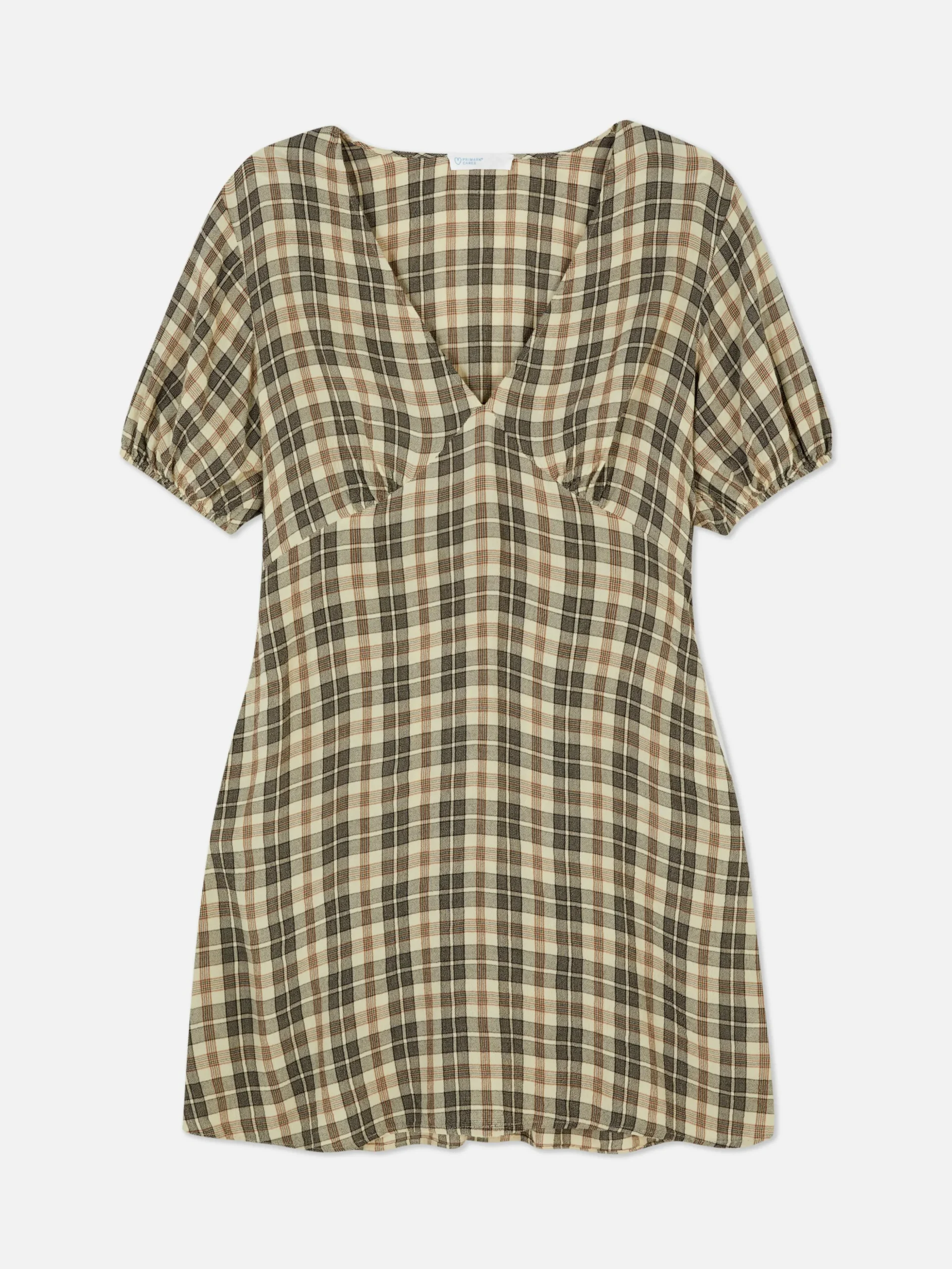 Mini Robe à Carreaux Et Col En V