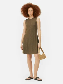 Mini Robe Côtelée Sans Manches