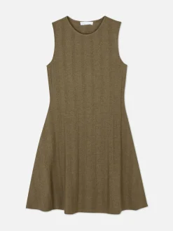 Mini Robe Côtelée Sans Manches