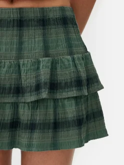 Mini-jupe à Carreaux Et à Superpositions