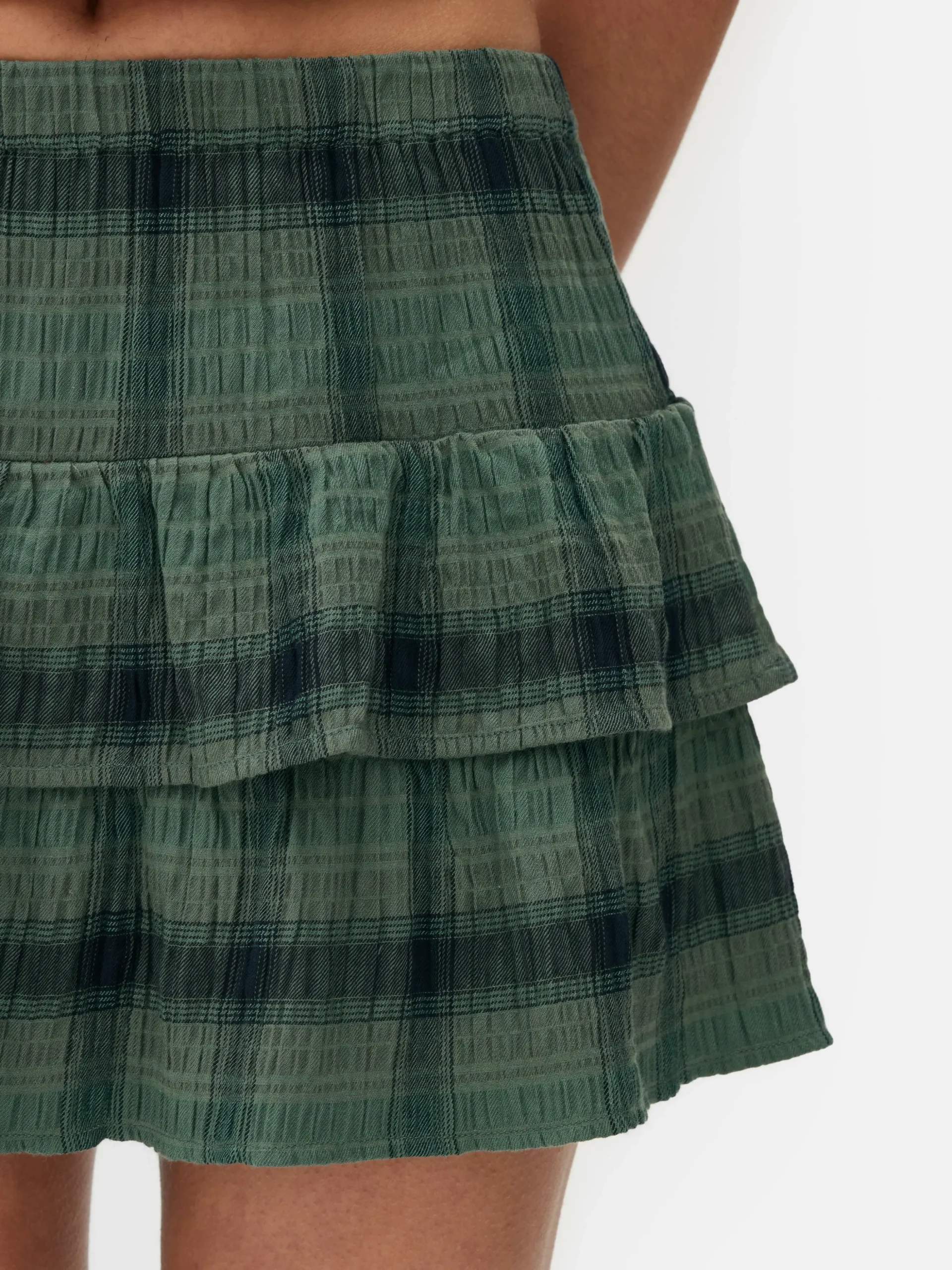 Mini-jupe à Carreaux Et à Superpositions