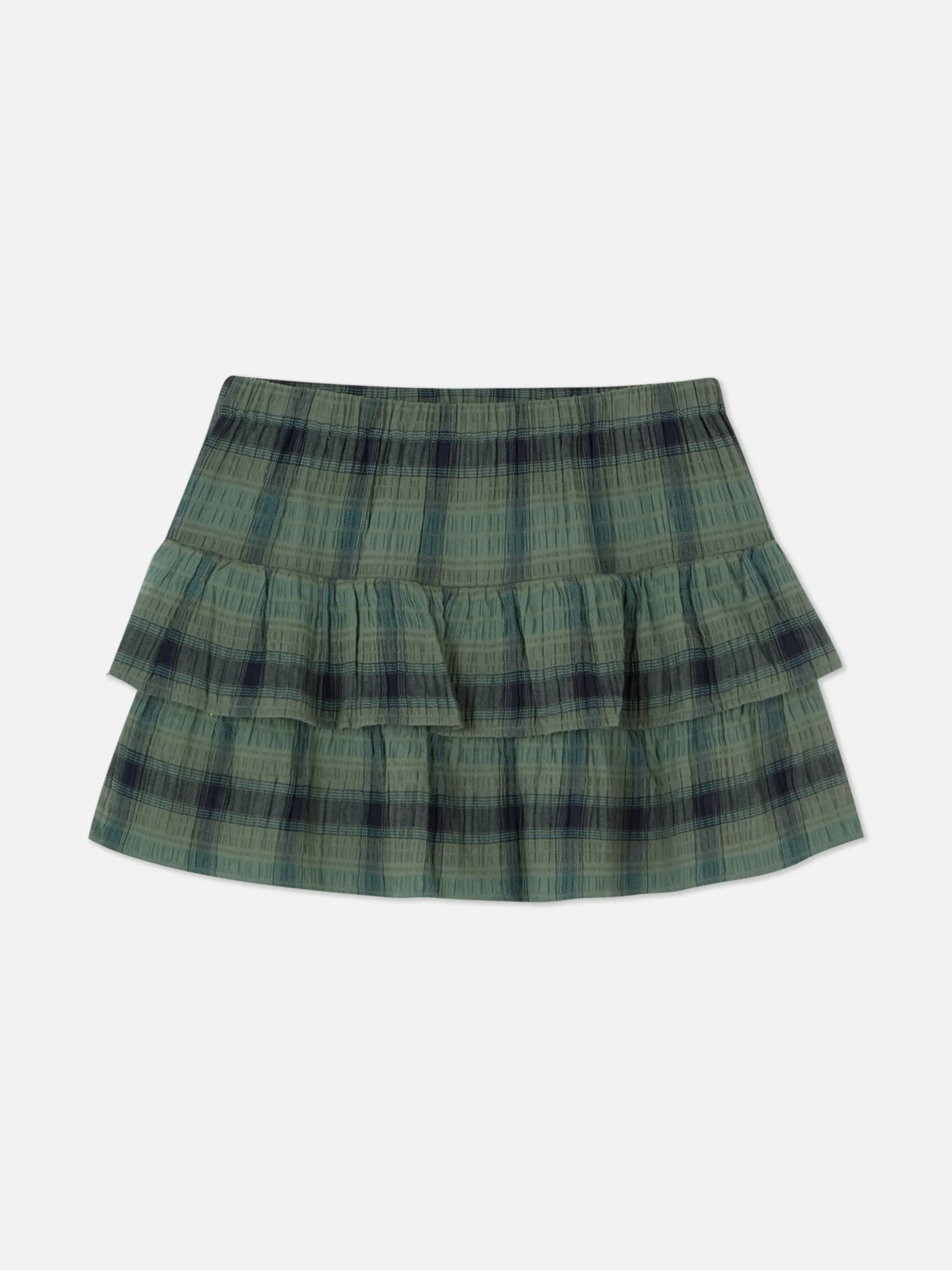 Mini-jupe à Carreaux Et à Superpositions