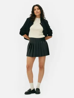 Mini-jupe Plissée En Simili Cuir