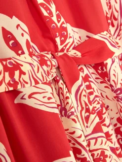 Peignoir Mi-long à Fleurs Abstraites