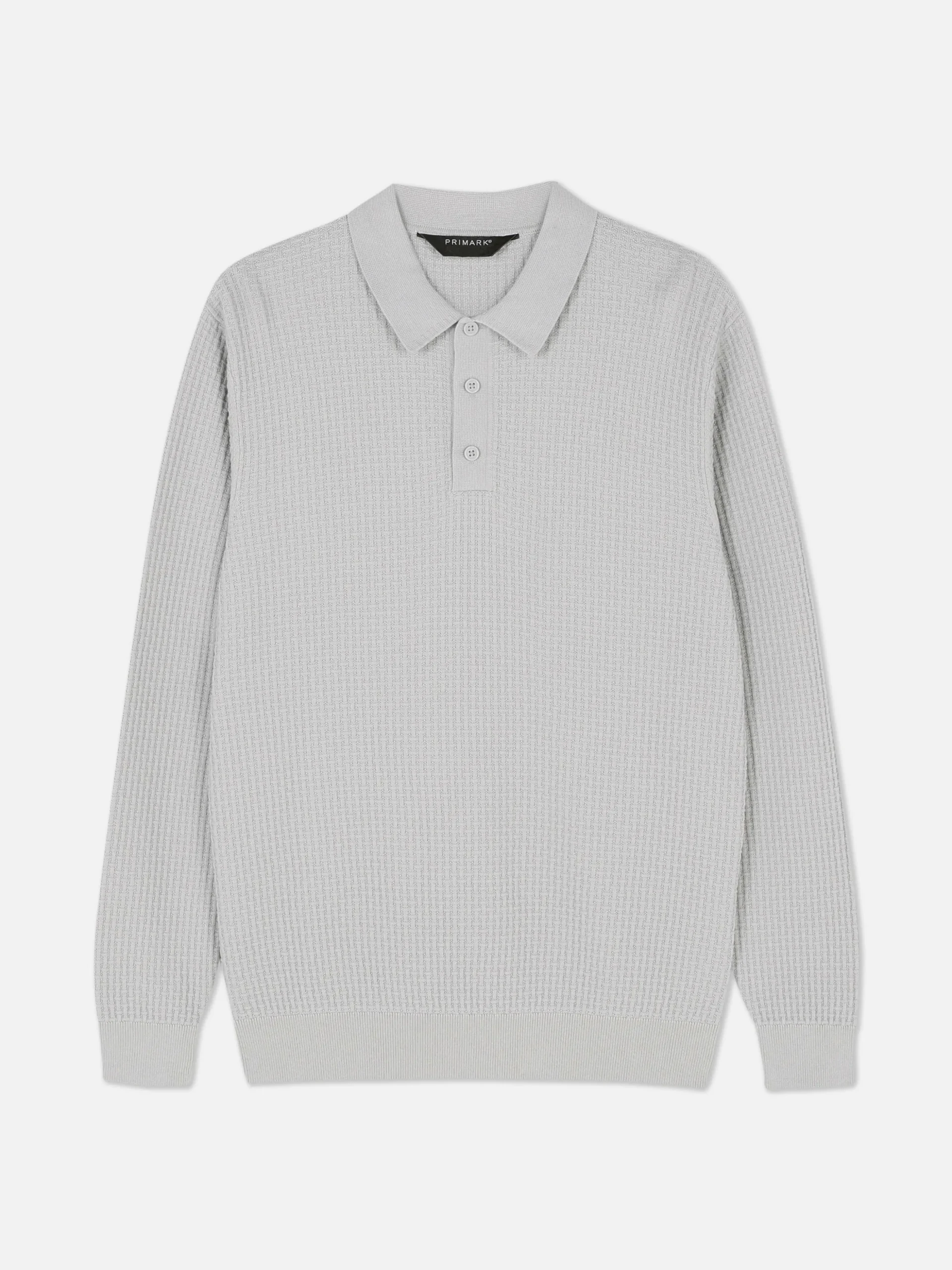 Polo Texturé à Manches Longues