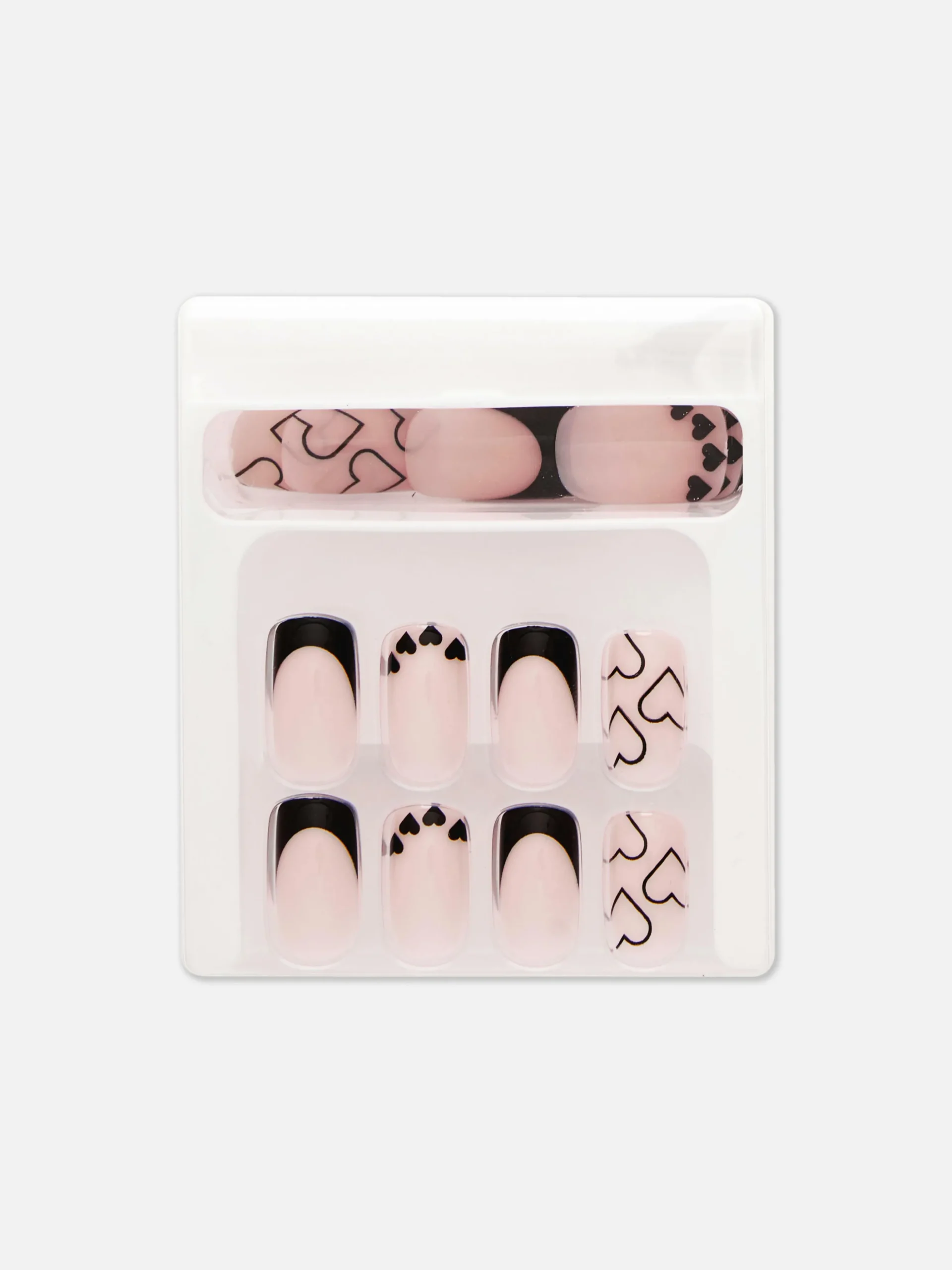 PS... Faux Ongles Carrés Brillants Avec Cœurs