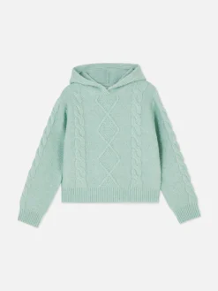 Pull à Capuche En Maille Torsadée