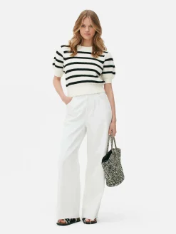 Pull à Rayures Et Manches Bouffantes