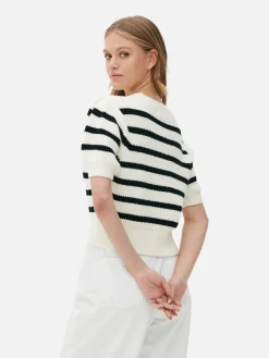 Pull à Rayures Et Manches Bouffantes