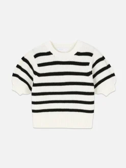 Pull à Rayures Et Manches Bouffantes