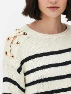 Pull à Rayures Et épaules En Treillage