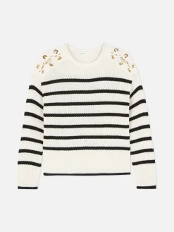 Pull à Rayures Et épaules En Treillage