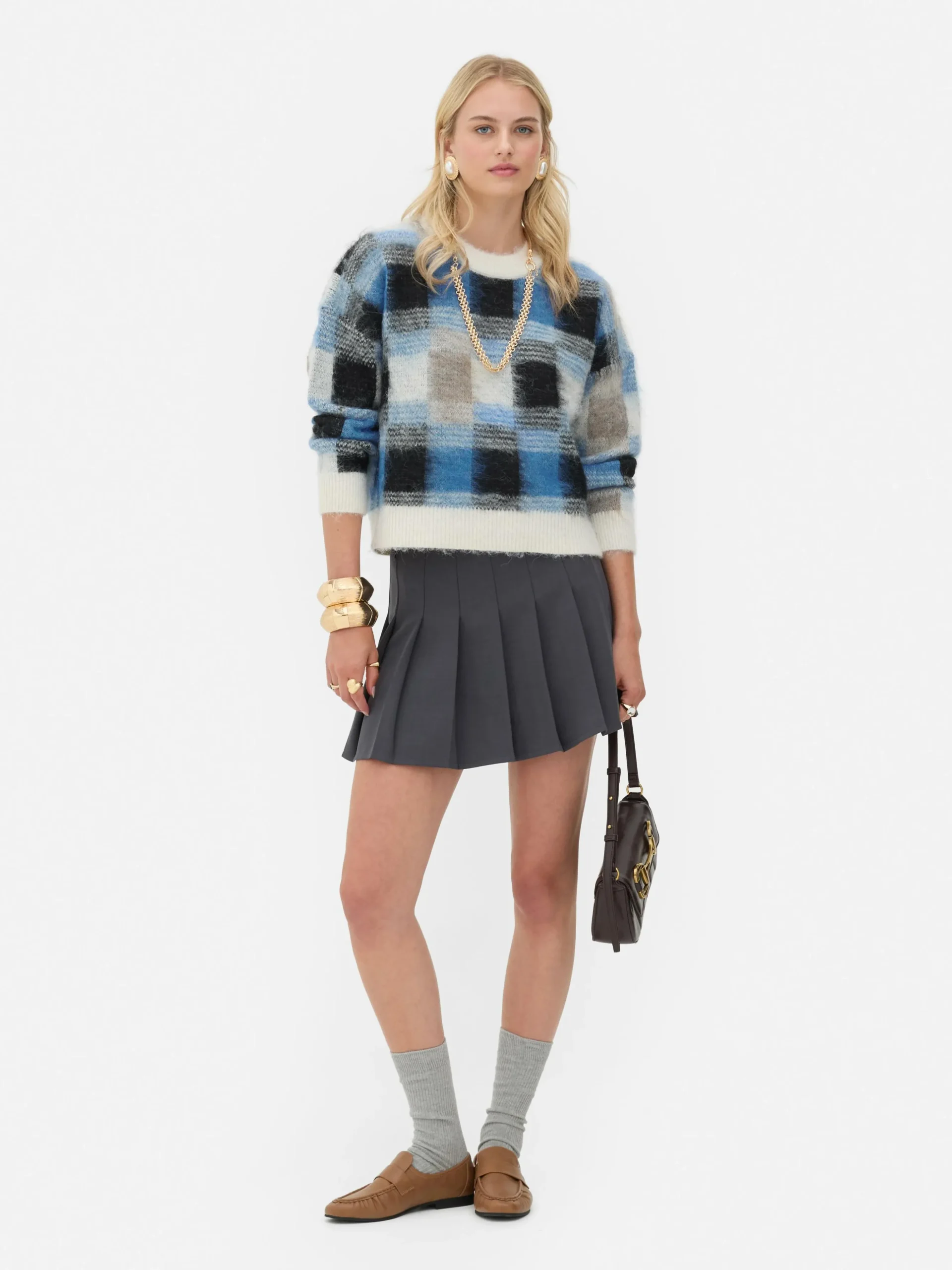 Pull Brossé à Carreaux Rita Ora