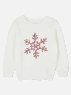 Pull En Chenille à Sequins Et Flocons De Neige