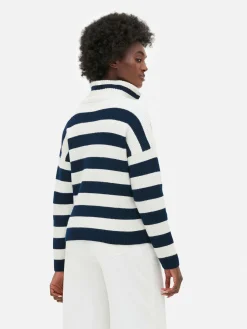 Pull Tricoté à Encolure Zippée