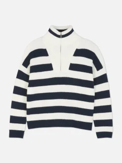 Pull Tricoté à Encolure Zippée