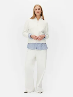 Pull Tricoté à Encolure Zippée