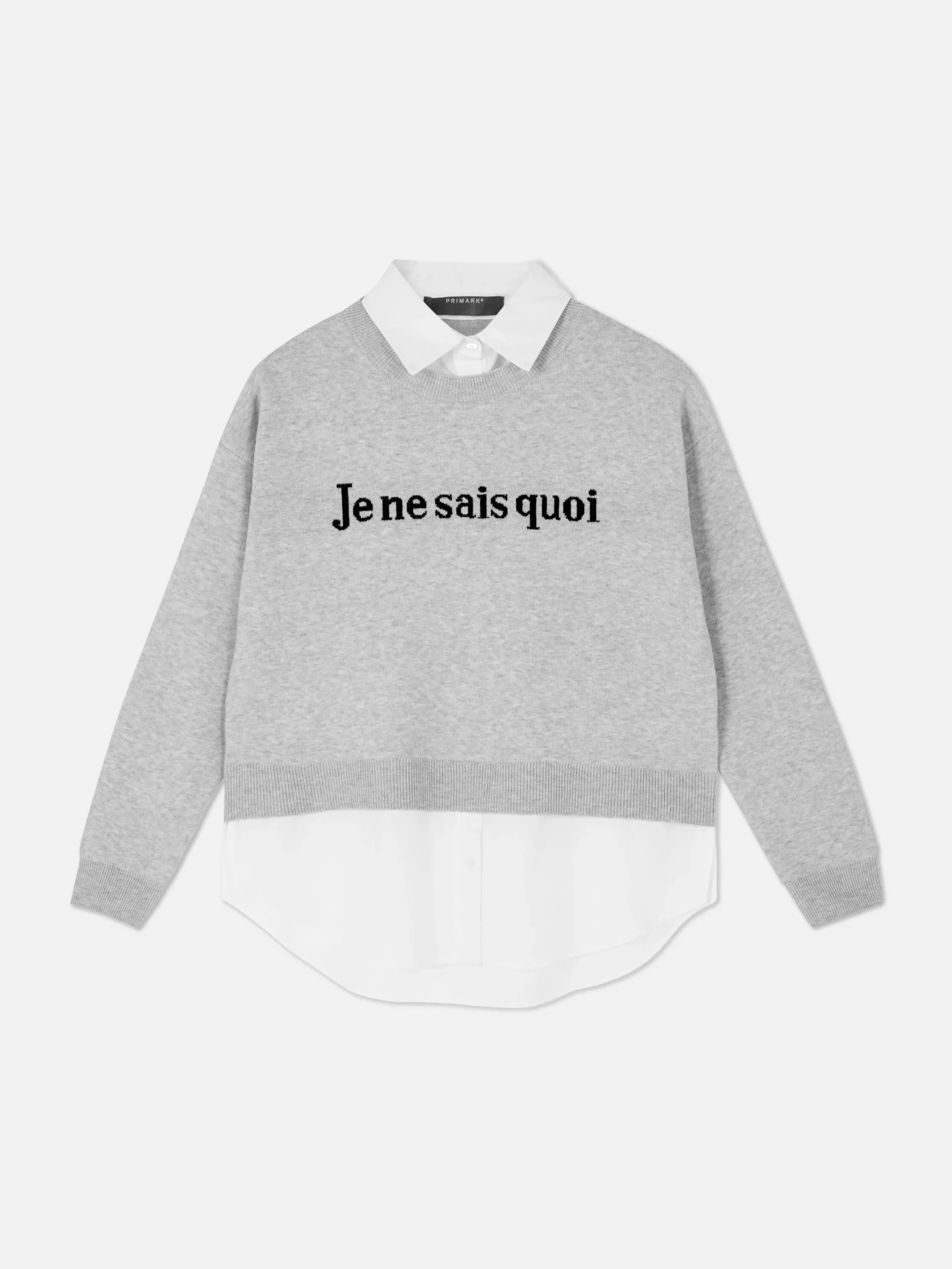 Pull Tricoté à Message Et Chemise Deux-en-un