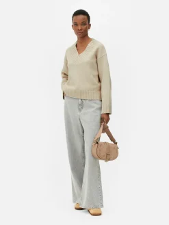 Pull Tricoté épais à Col En V