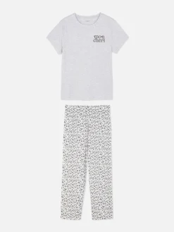 Pyjama à Manches Courtes Graphique En Jersey