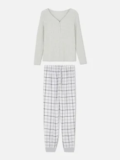 Pyjama à Manches Longues Avec Bas à Carreaux