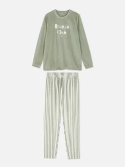 Pyjama à Manches Longues Et à Message