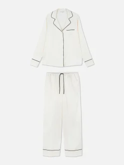 Pyjama Chemise à Manches Longues En Satin