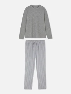 Pyjama En Coton Brossé à Rayures