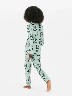 Pyjama Long En Velours à Motif Panda