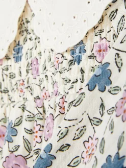 Robe à Col Et à Motif Floral