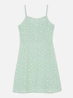 Robe à Fines Bretelles Et à Motifs