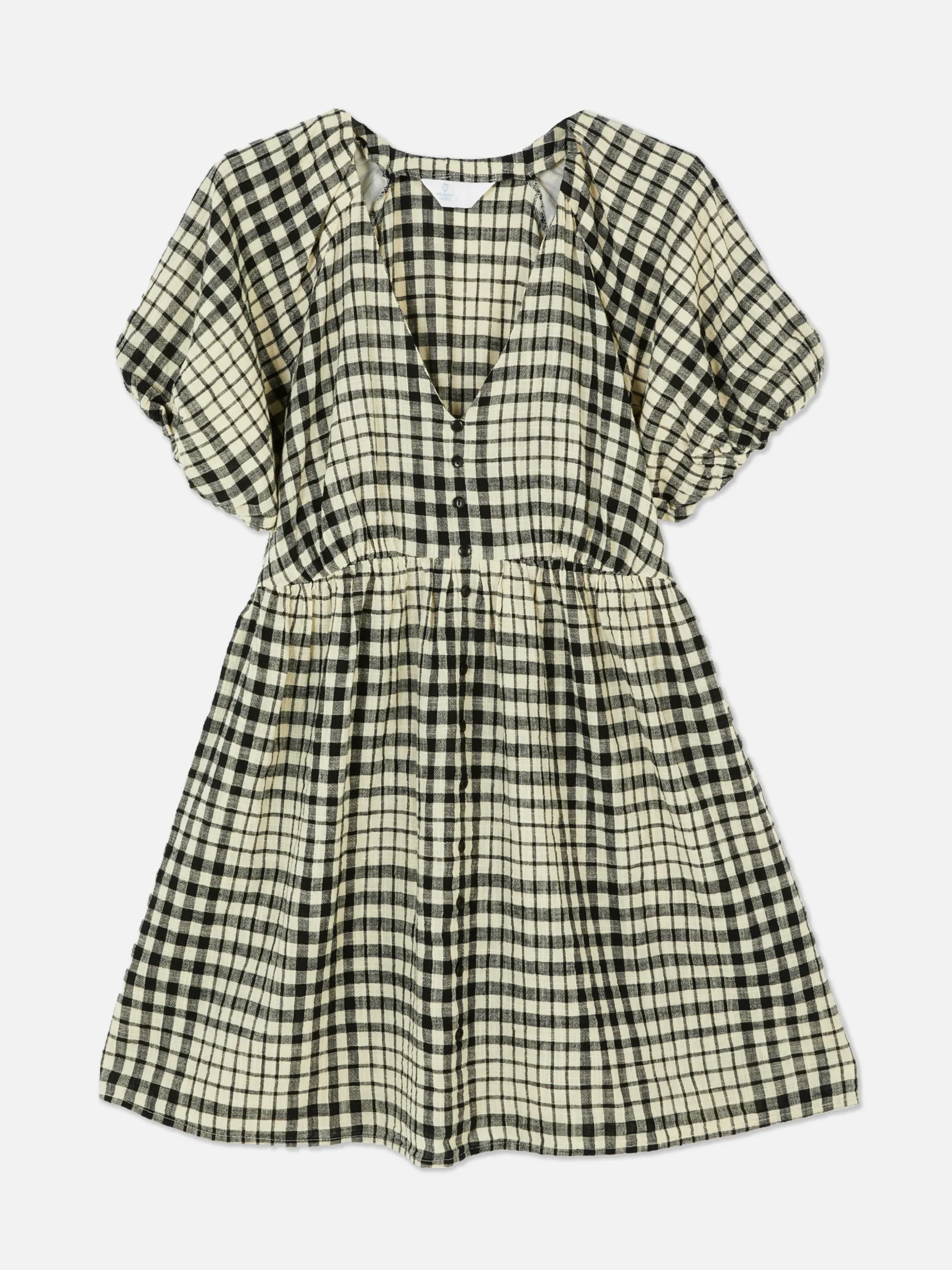 Robe à Smocks, Manches Bouffantes Et Col En V