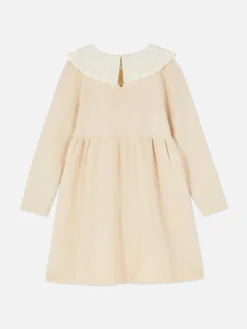 Robe En Maille à Col Brodé