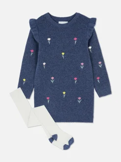 Robe En Maille à Fleurs Brodées