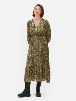Robe Mi-longue Boho à Col En V