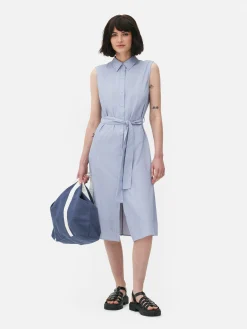 Robe-chemise Mi-longue Sans Manches