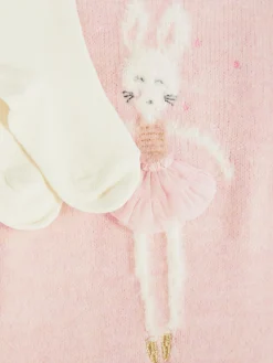 Robe-pull Tricotée à Motif Lapin Et Collants