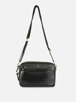 Sac Bandoulière (petit) à Double Zip En Faux Crocodile