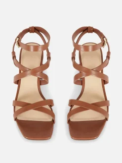 Sandales à Talon Carré Et Lanière Croisée