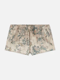 Short De Pyjama En Satin à Fleurs