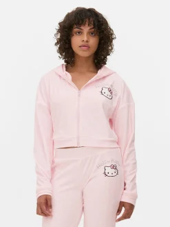 Sweat à Capuche Zippé En Velours à Coordonner Hello Kitty