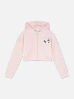 Sweat à Capuche Zippé En Velours à Coordonner Hello Kitty